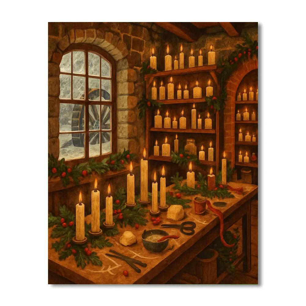 Christmas Candle Workshop In The Old Mill paint by color