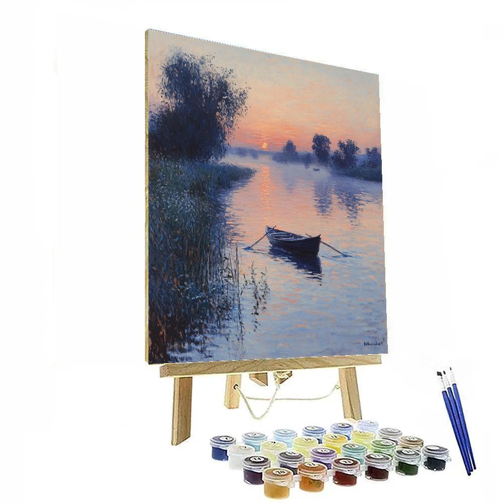 Monet Inspired Misty River Sunrise Numbered painting kits