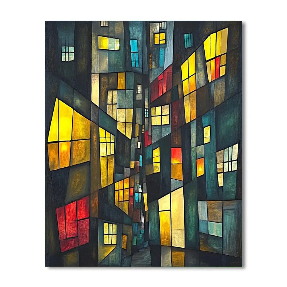 Picasso Inspired Abstract Citylights paint by number