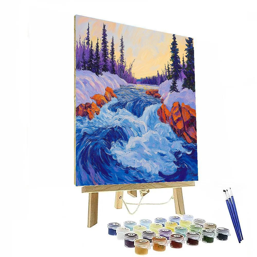 A.Y. Jackson Inspired Spring Breakup Rapids DIY paint by numbers