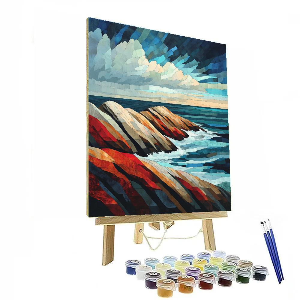 Arthur Lismer Inspired Storm Carved Granite Shoreline Paint by numbers kits