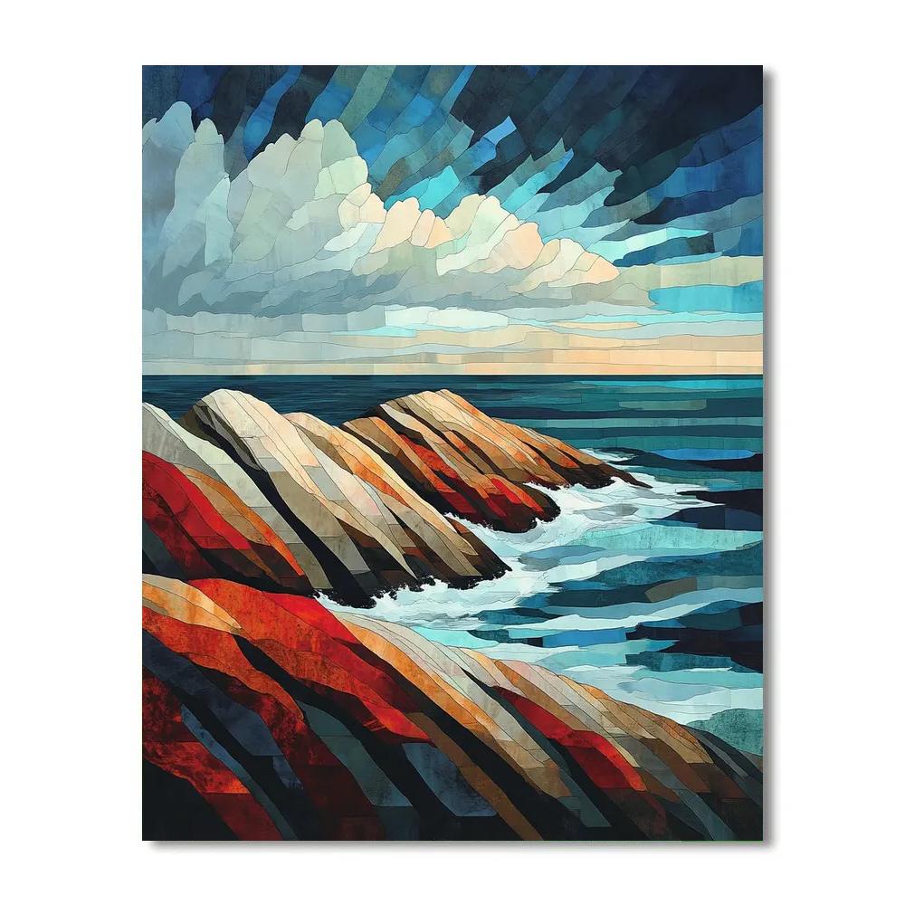 Arthur Lismer Inspired Storm Carved Granite Shoreline Paint by numbers kits