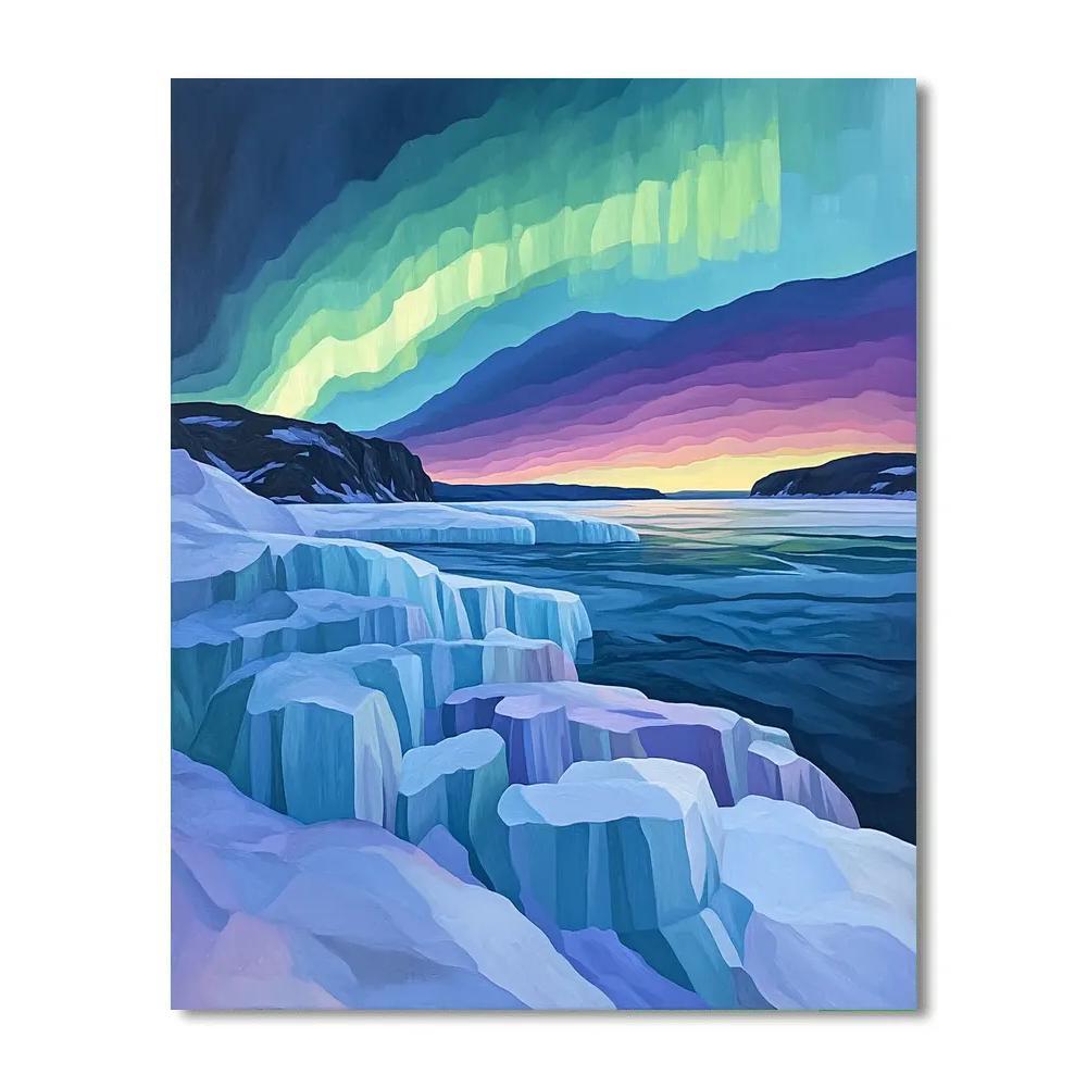 A.Y. Jackson Inspired Aurora Over Arctic Ridges Numbered painting kits