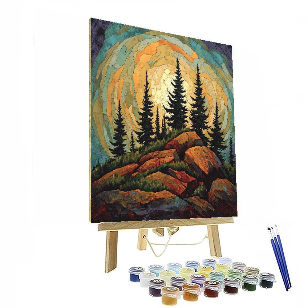Arthur Lismer Inspired Wind Twisted Pine Ridge paint by number