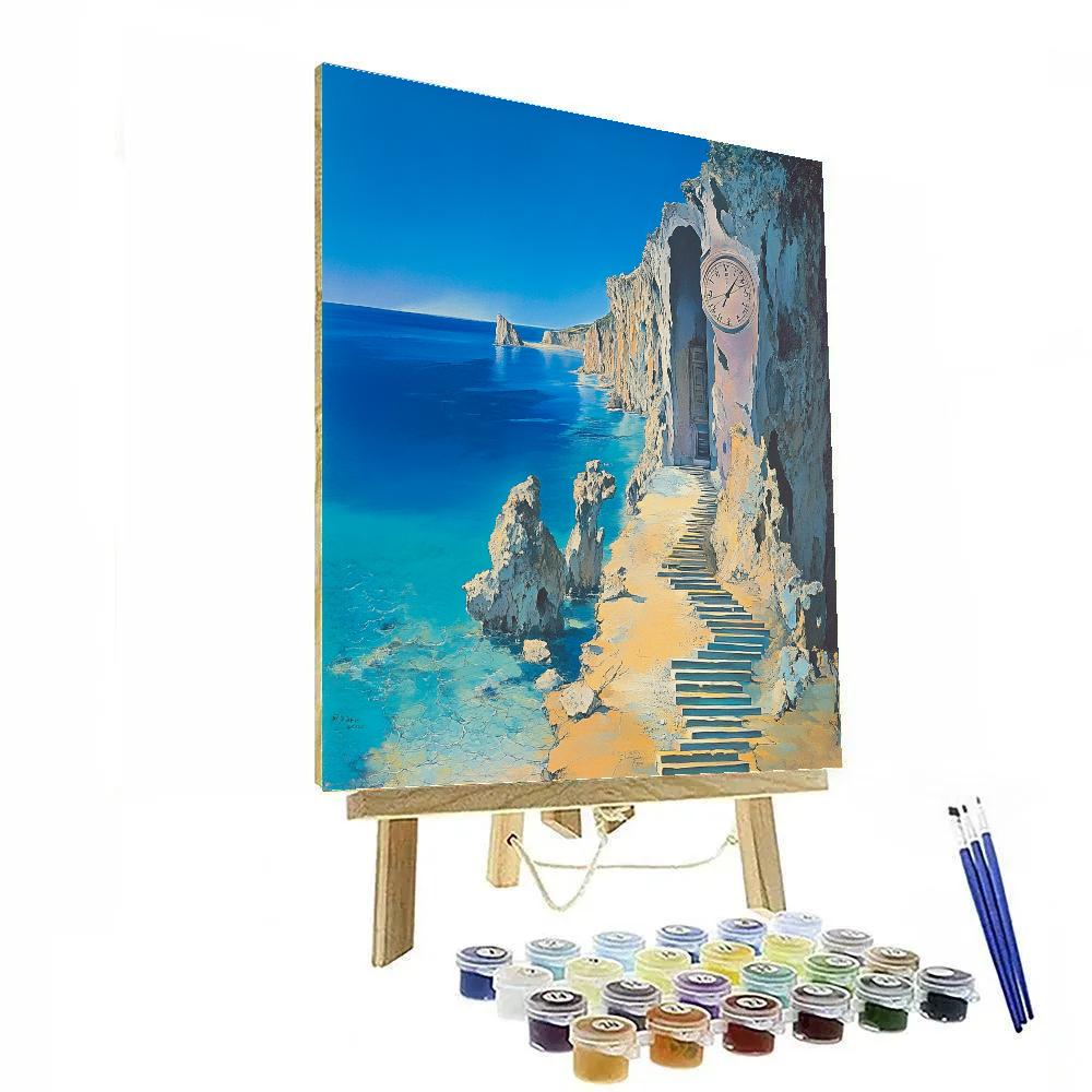 Salvador Dali Inspired Surreal Ocean Cliffs paint by color