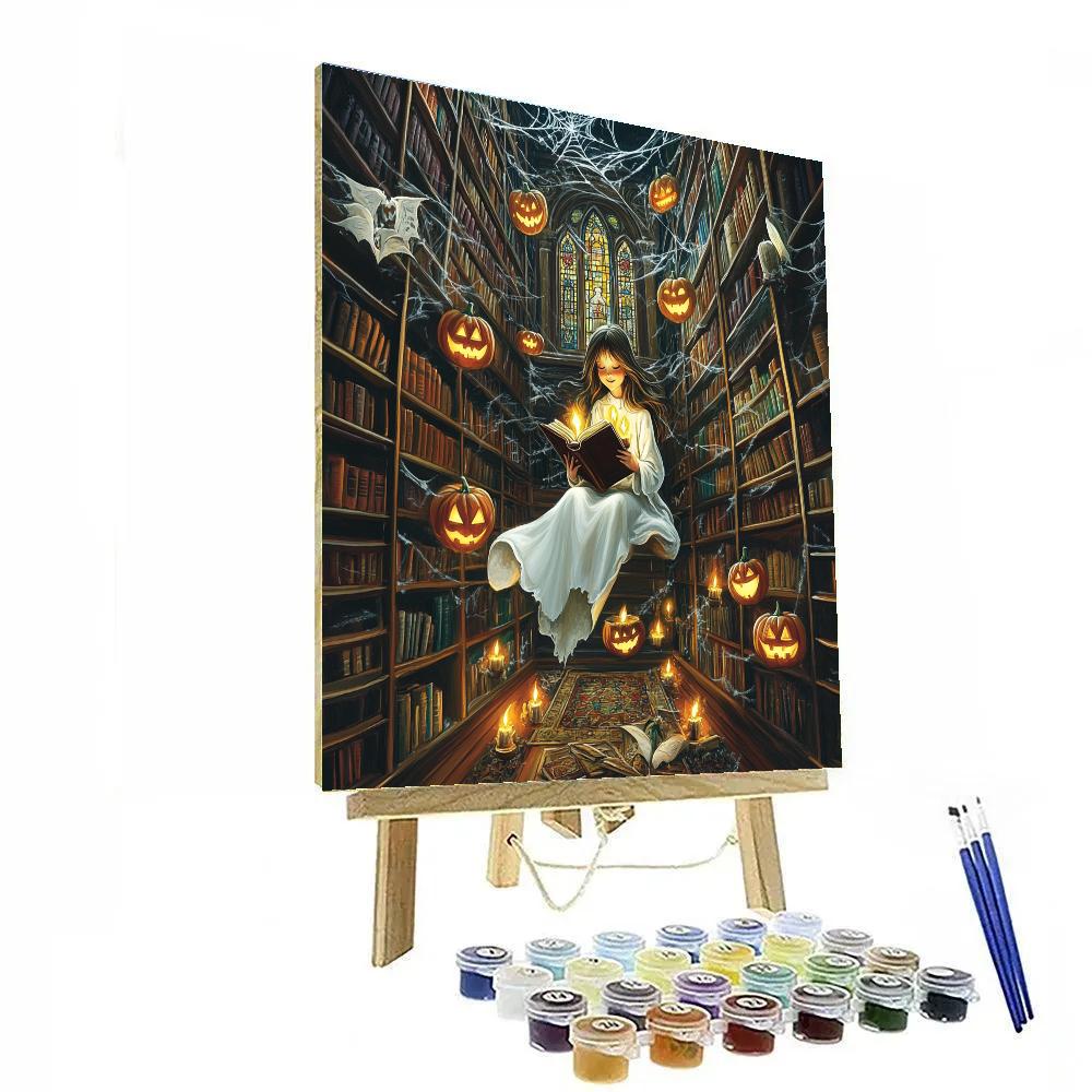 Haunted Library Of Whispered Candles paint by numbers