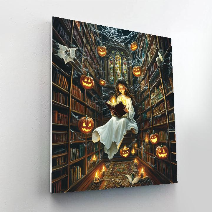 Haunted Library Of Whispered Candles paint by numbers