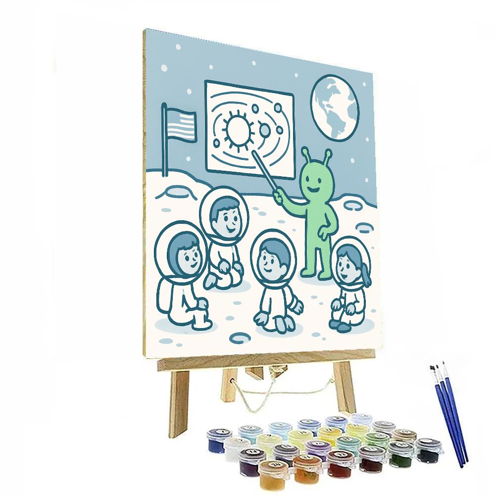 Cosmic Classroom On The Moon Numbered painting kits