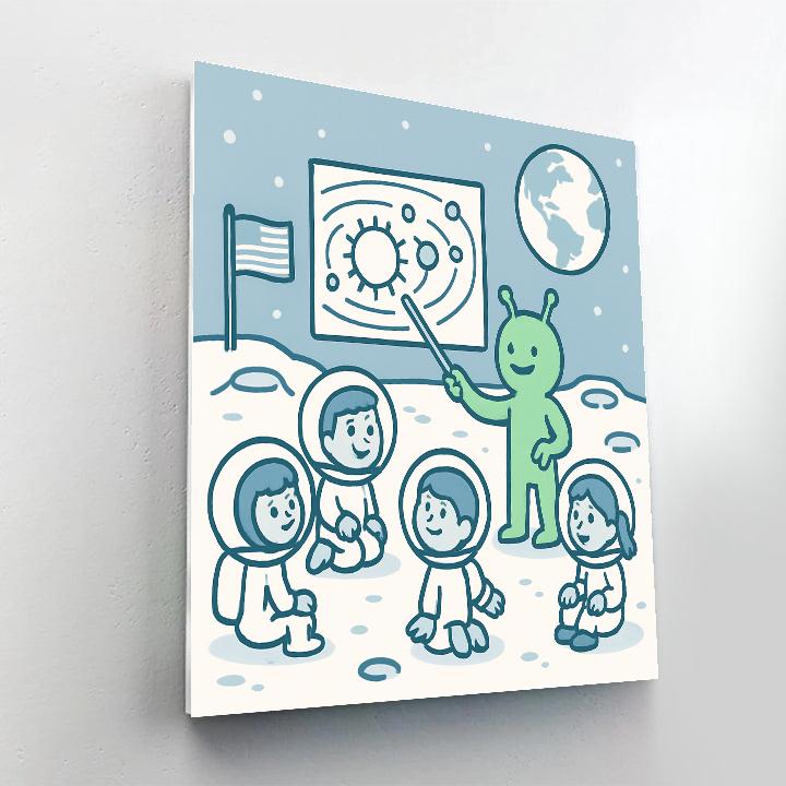 Cosmic Classroom On The Moon Numbered painting kits