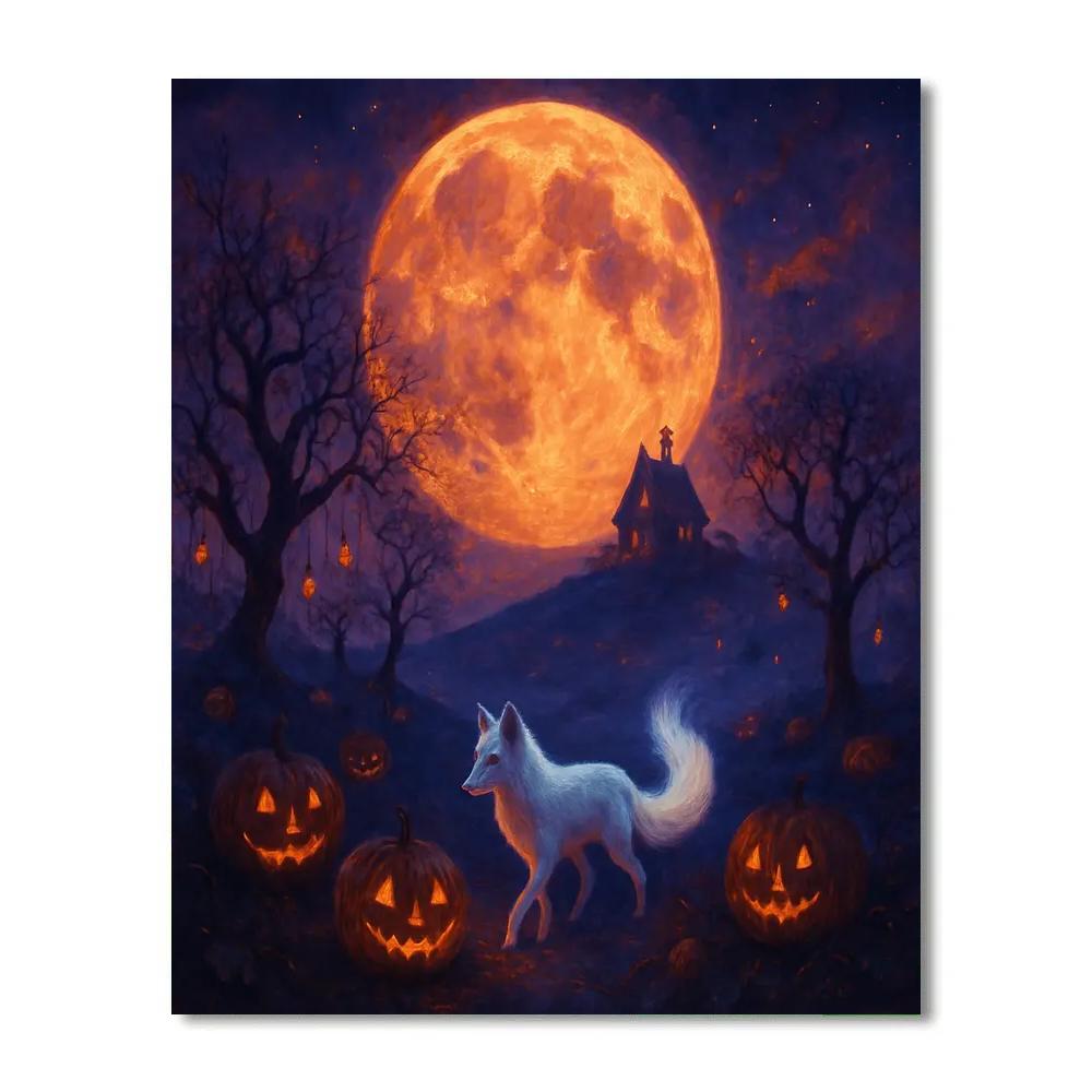 Moonlit Orchard Of The Lantern Fox Paint by numbers art