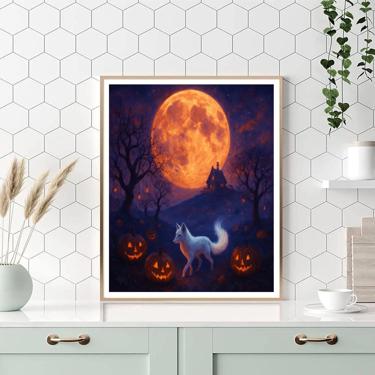Moonlit Orchard Of The Lantern Fox Paint by numbers art