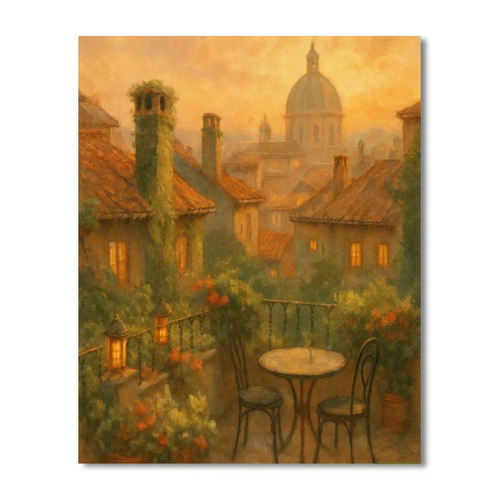 Golden Garden Rooftops Numbered painting kits