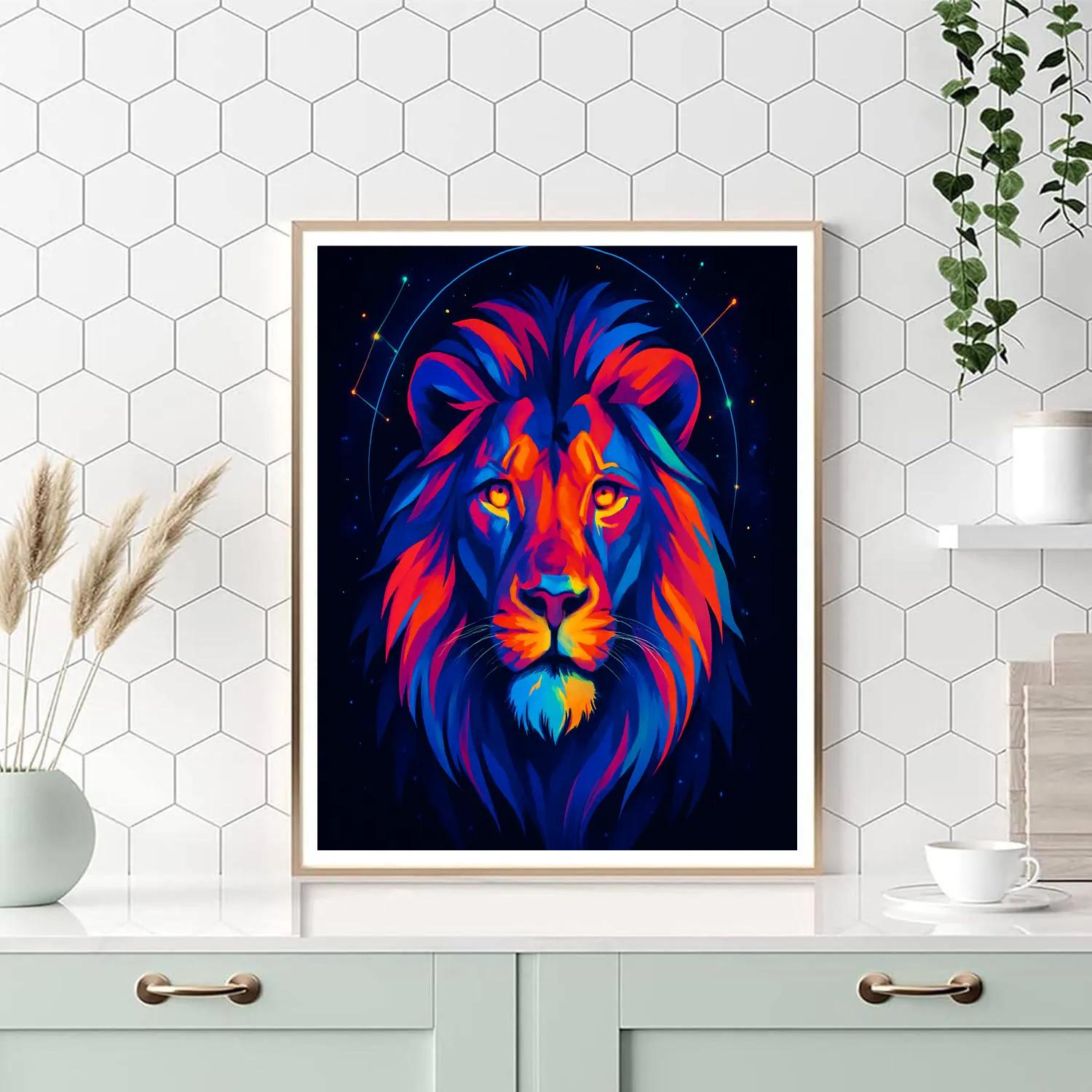 Cosmic Roar Lion Portrait Paint by numbers art