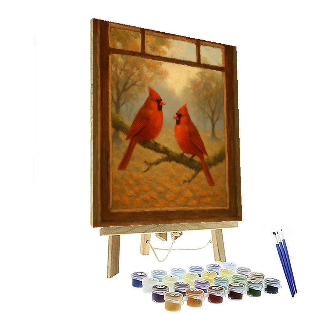 Autumn Hearth Cardinals By The Window Paint by numbers kits