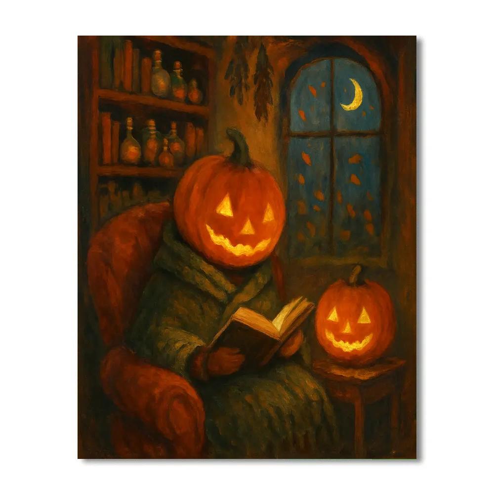 Pumpkin Lantern Reader Nook Numbered painting kits