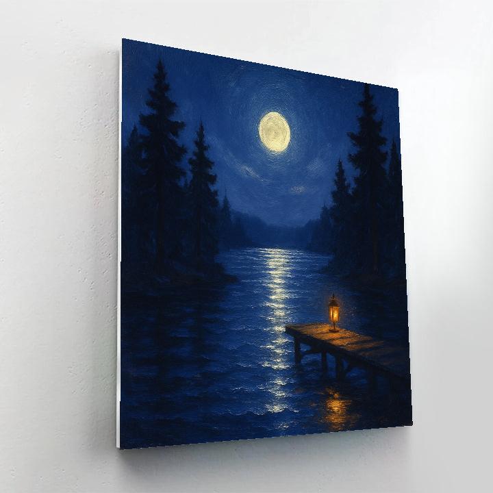 Moonlit Pines On Whisper Lake paint by numbers