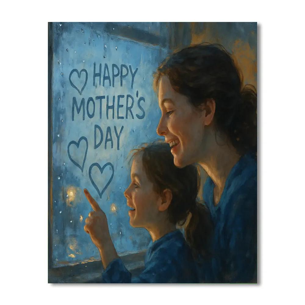 Rainy Day Window Drawing With Mom DIY paint by numbers