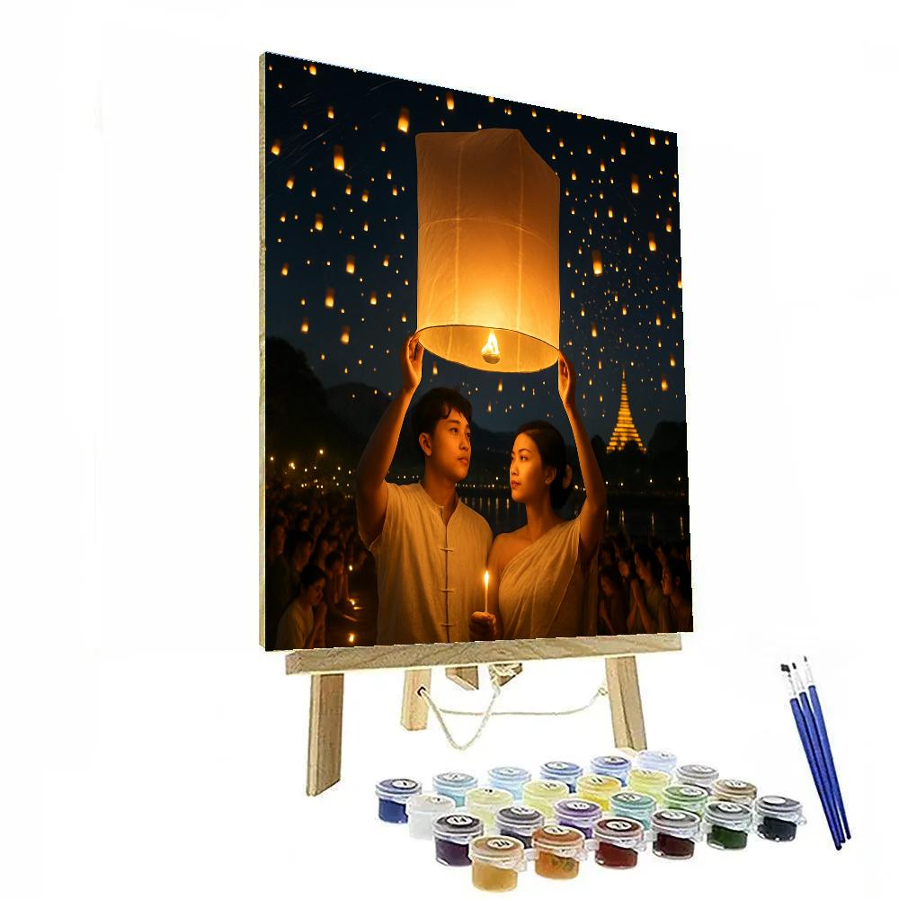 Lantern Release At Yi Peng Festival Chiang Mai Numbered painting kits