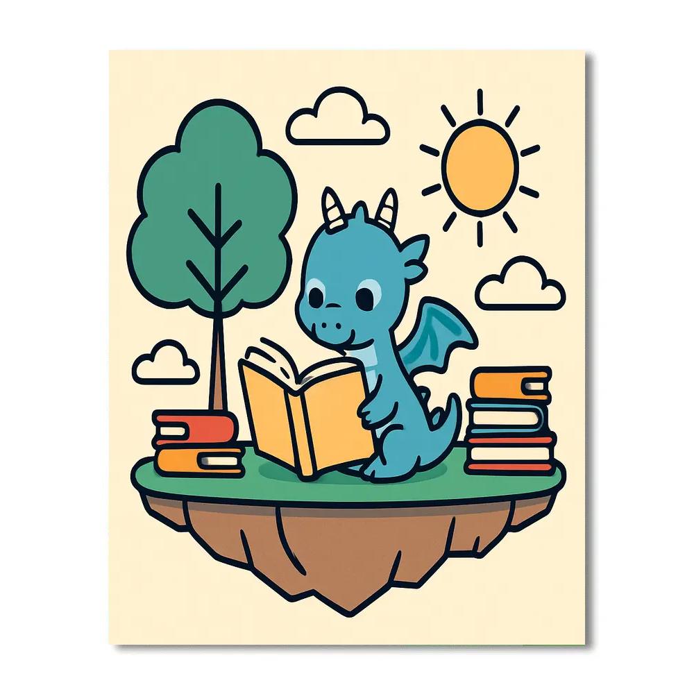 Sky Island Dragon Library Paint by numbers art