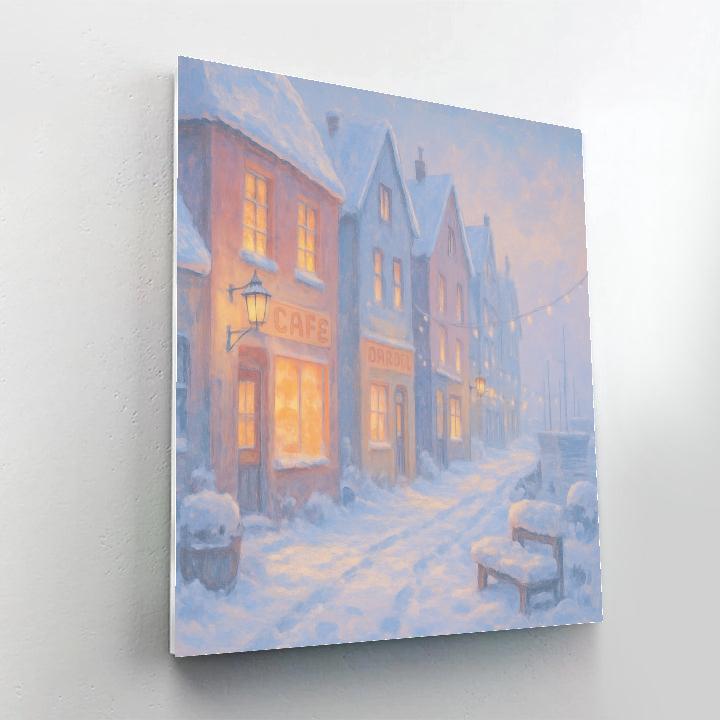 Snowy Lantern Harbor Lane Number painting