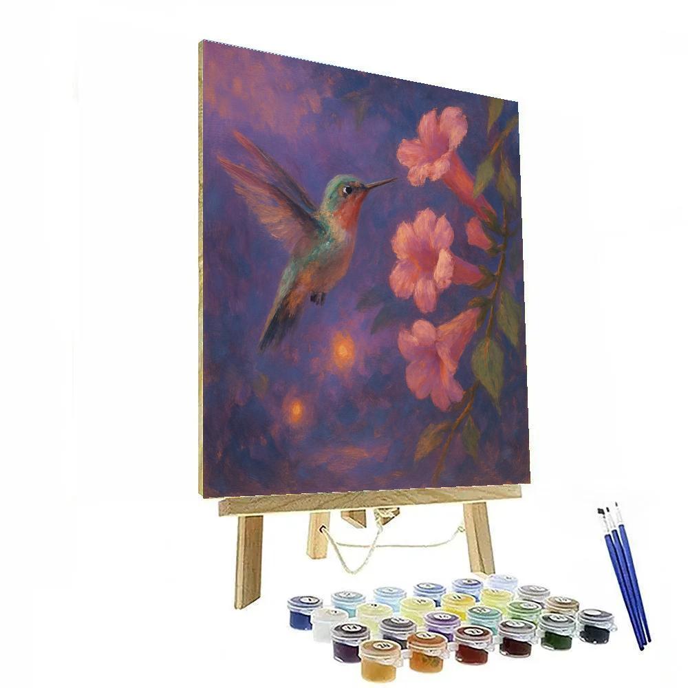 Hummingbird Nook Among Evening Blossoms Paint by numbers art
