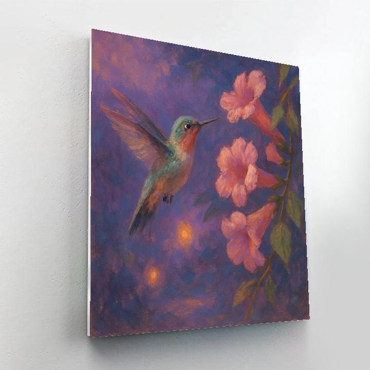 Hummingbird Nook Among Evening Blossoms Paint by numbers art