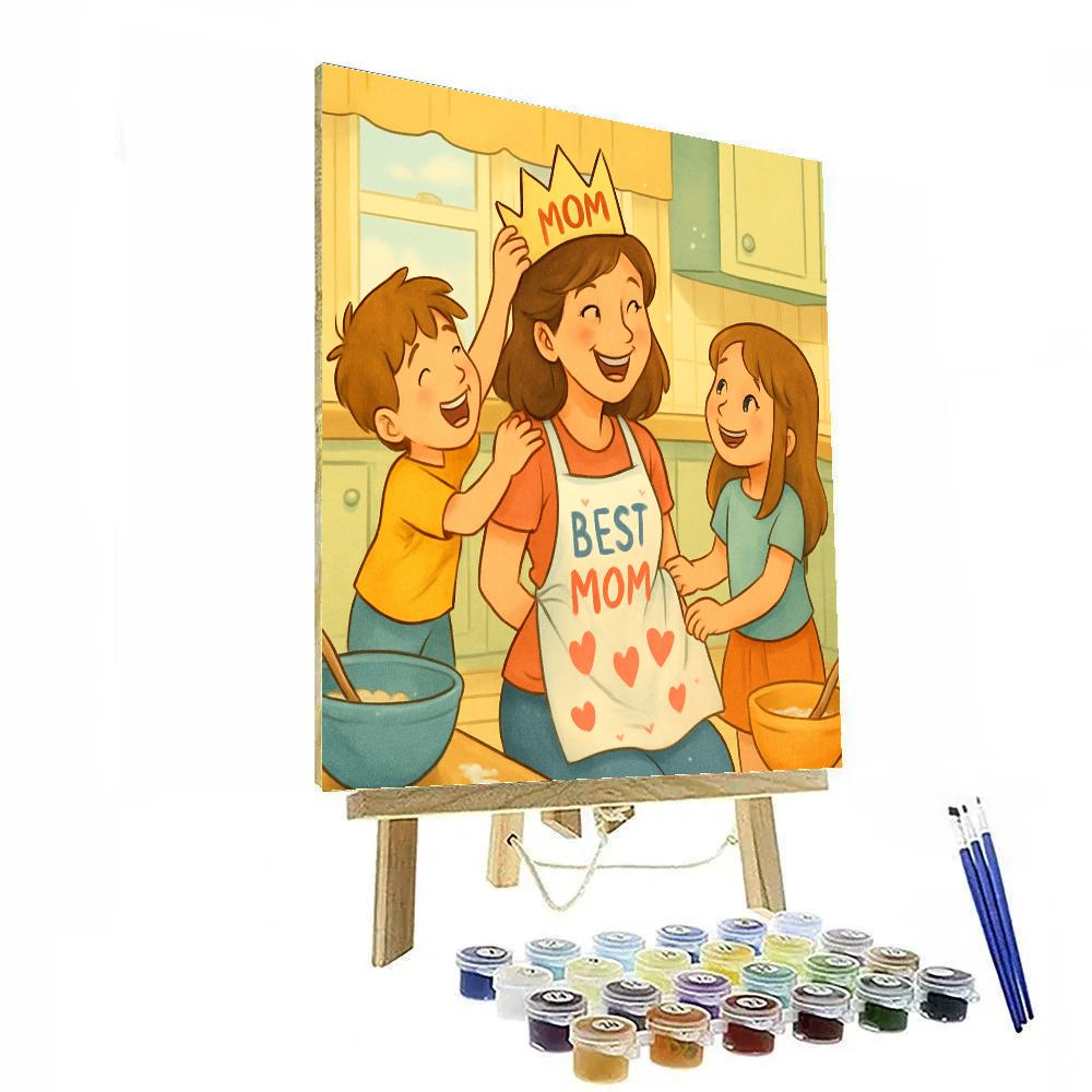 Mothers Day Kitchen Apron Crowns Numbered painting kits