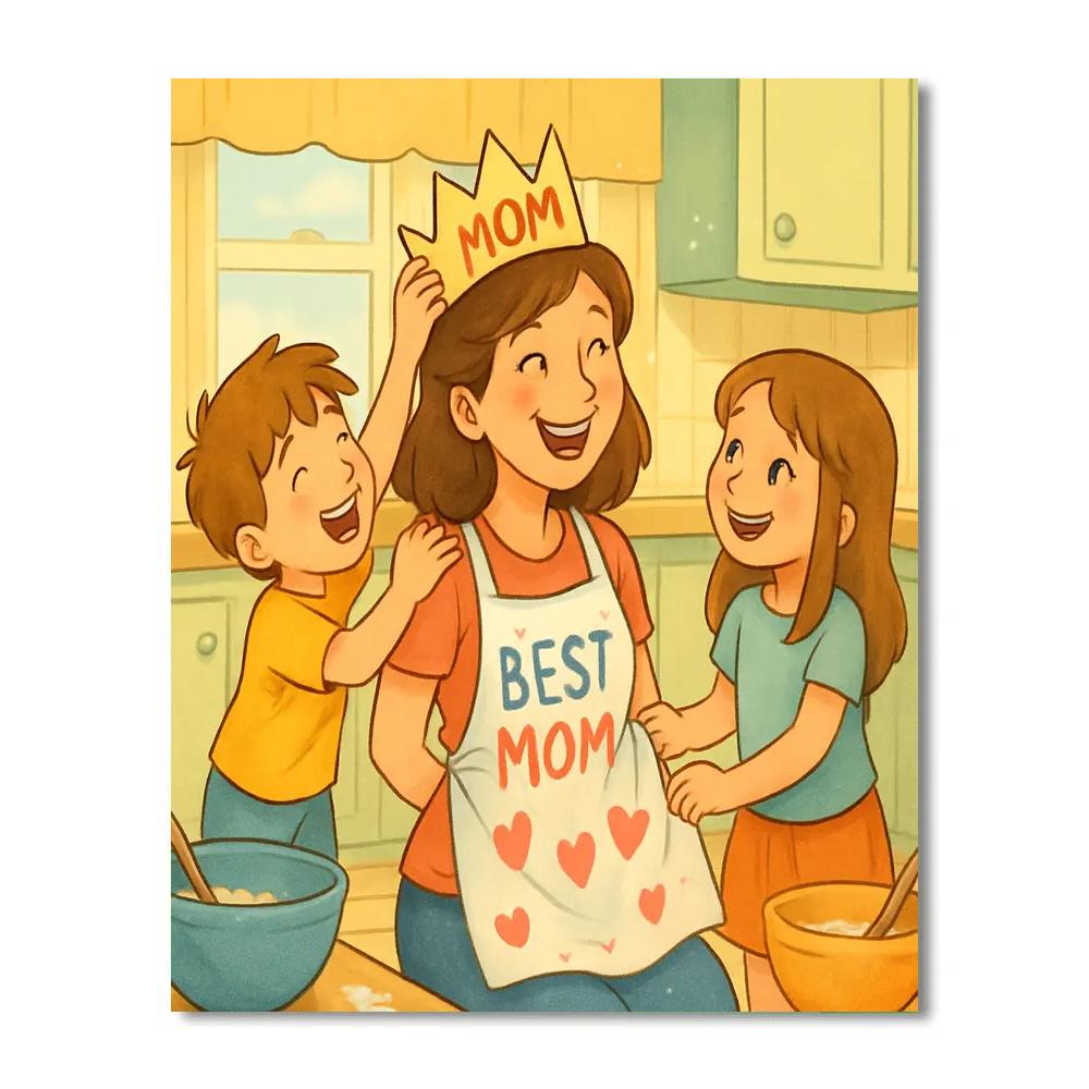 Mothers Day Kitchen Apron Crowns Numbered painting kits