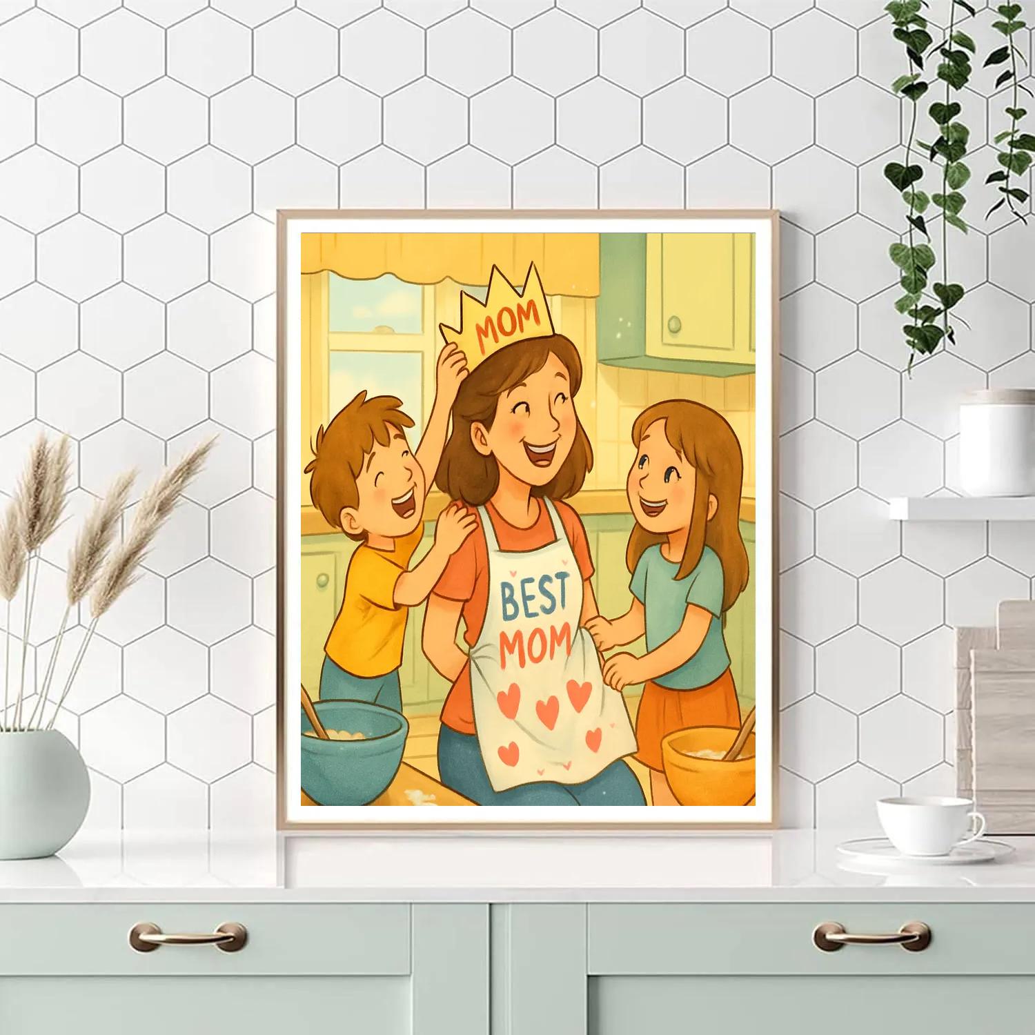 Mothers Day Kitchen Apron Crowns Numbered painting kits
