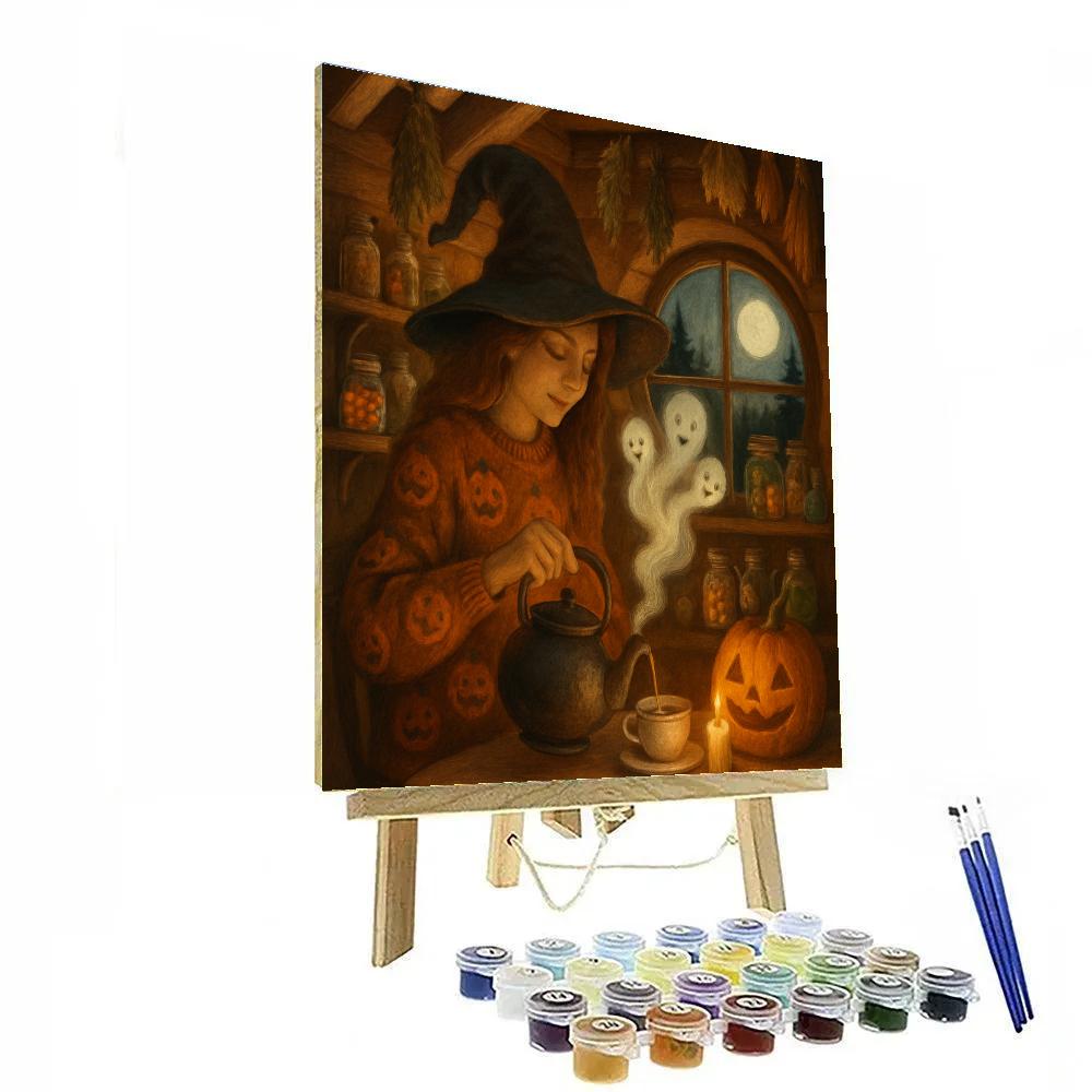 Witch Cottage Tea Under The Broom Loft Number painting