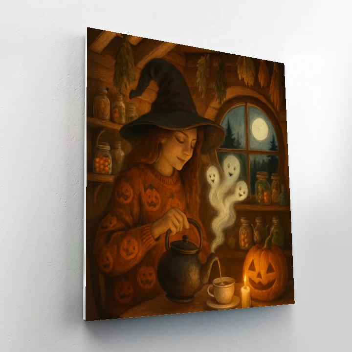 Witch Cottage Tea Under The Broom Loft Number painting