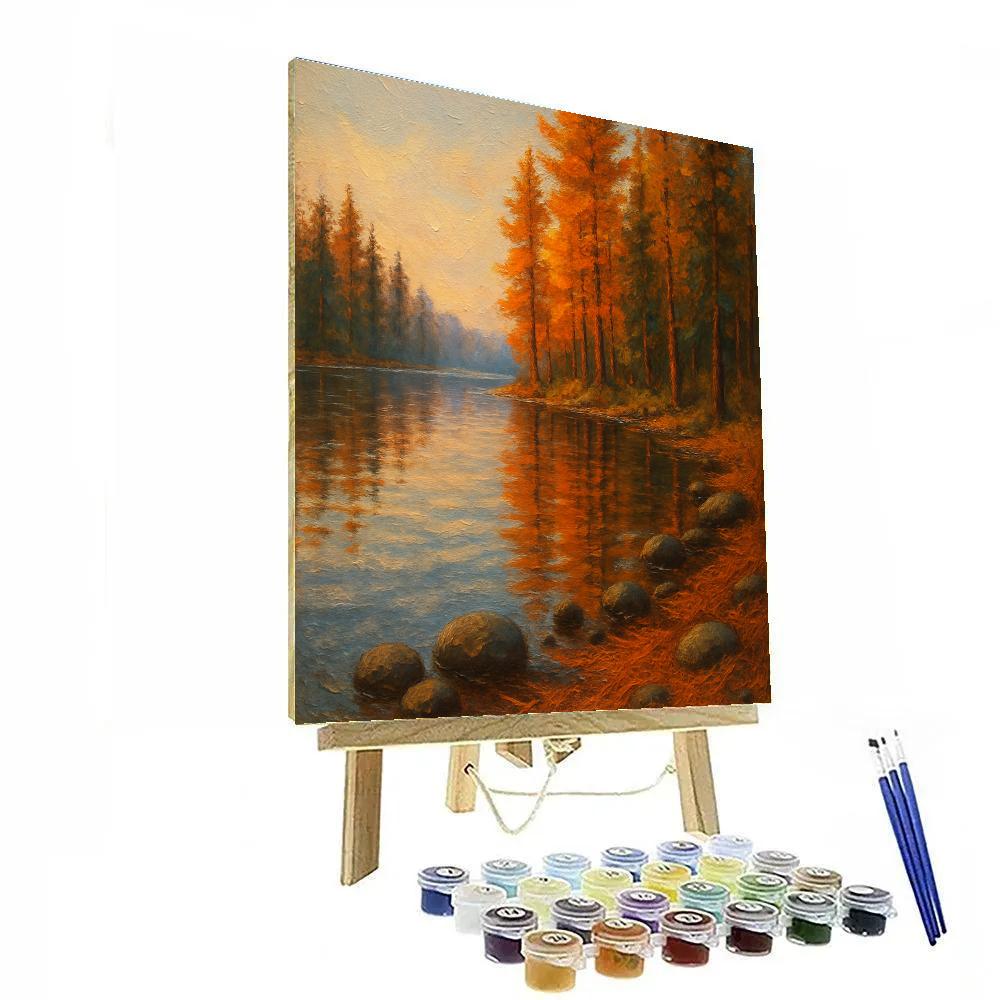 Amber Pines On The Lakeshore Number painting