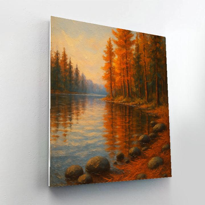 Amber Pines On The Lakeshore Number painting