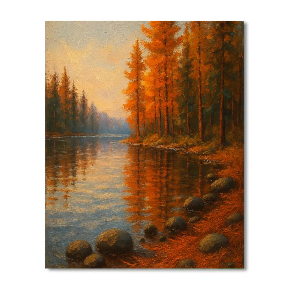 Amber Pines On The Lakeshore Number painting
