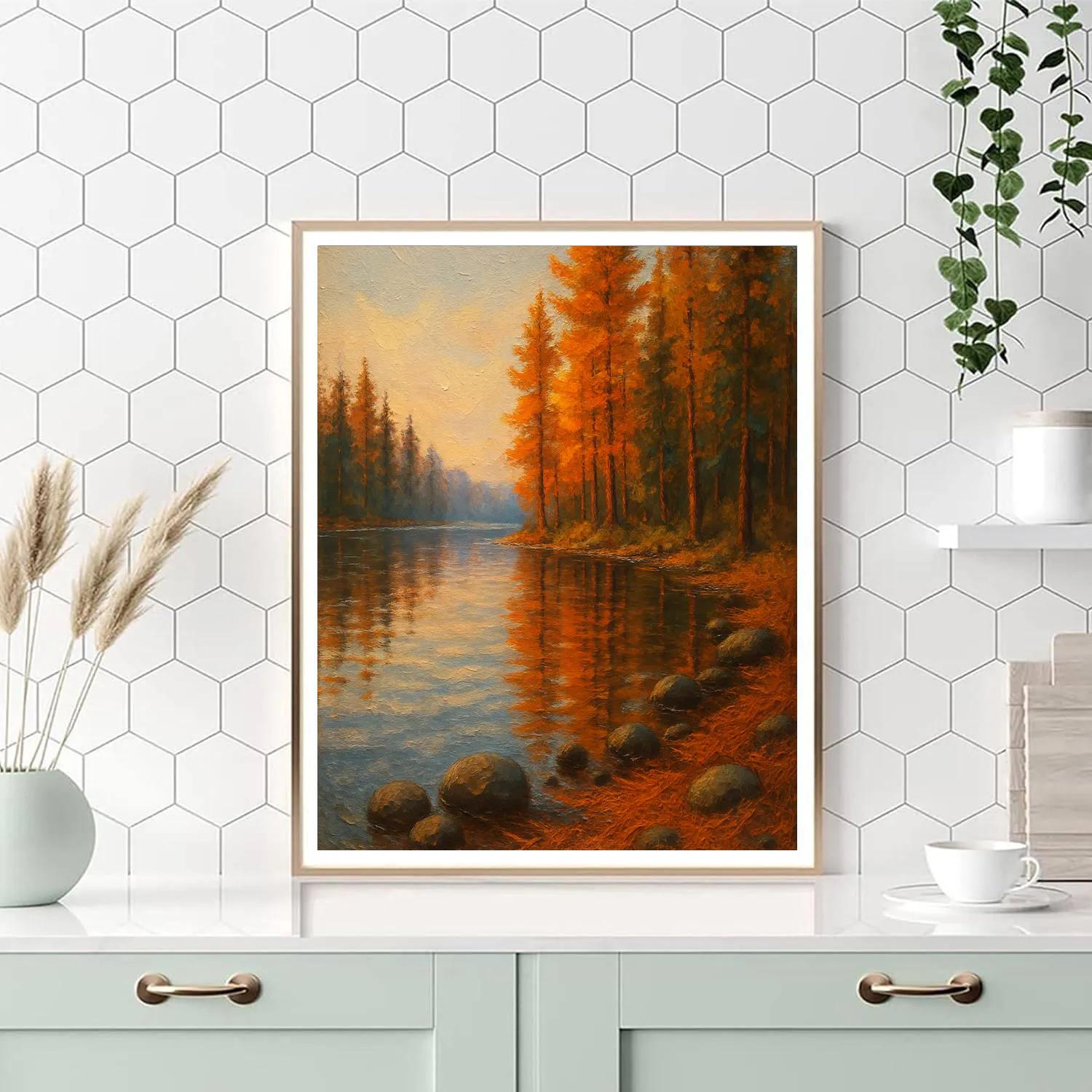 Amber Pines On The Lakeshore Number painting