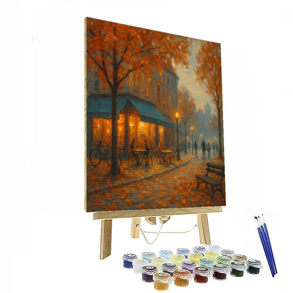 Autumn Cafe Corner Boulevard Paint by numbers art