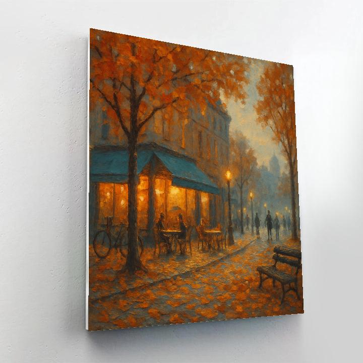 Autumn Cafe Corner Boulevard Paint by numbers art