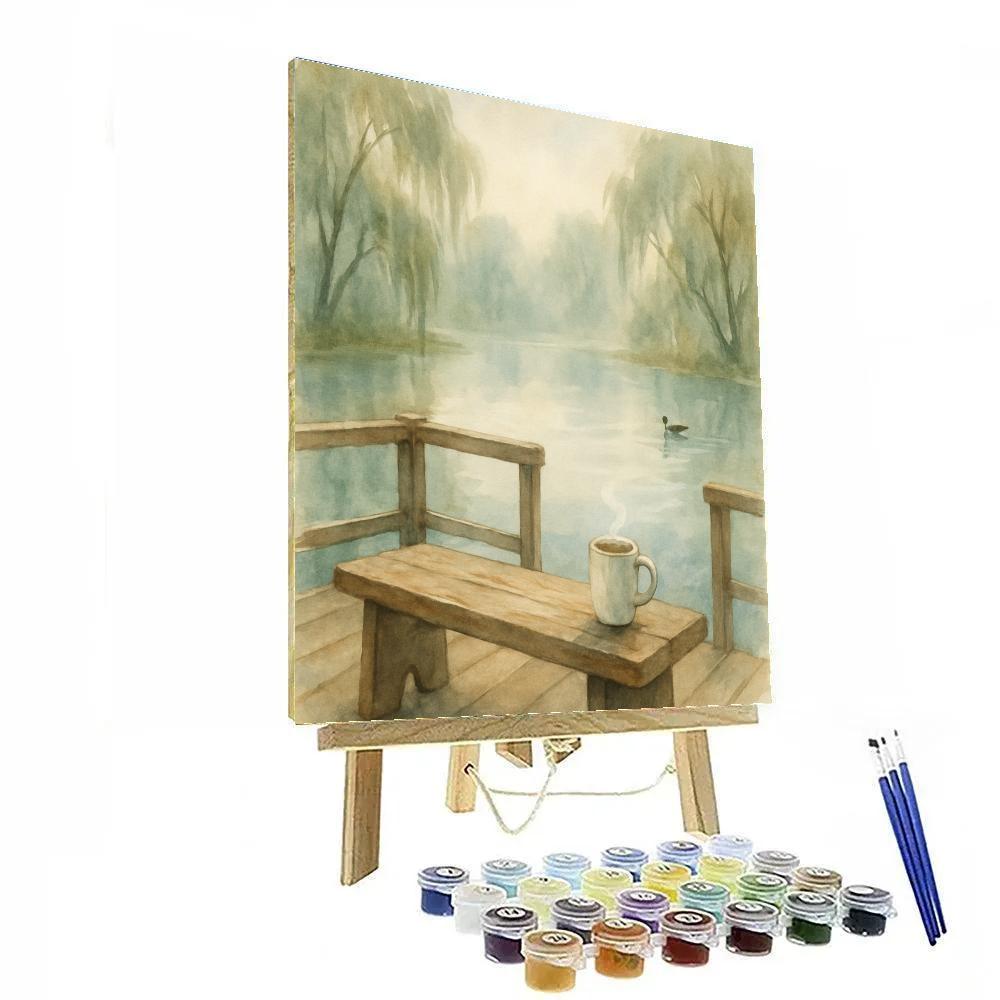 Foggy Morning Tea On Willow Pond Paint by numbers kits