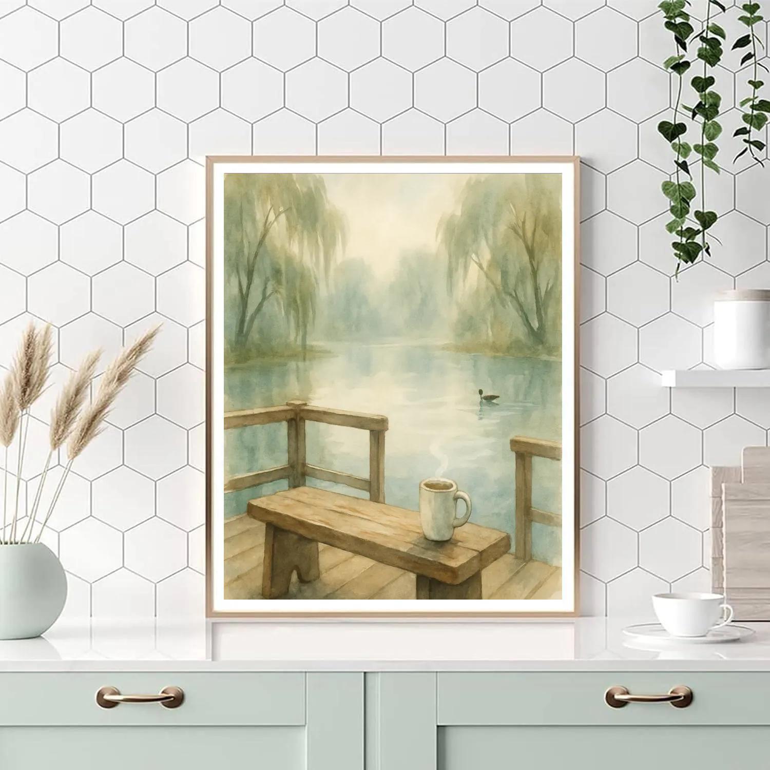 Foggy Morning Tea On Willow Pond Paint by numbers kits
