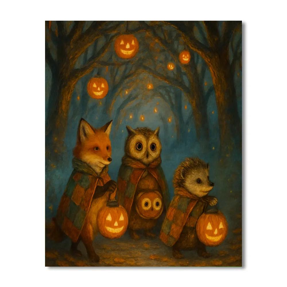 Lantern Parade In The Enchanted Hollow painting number kit