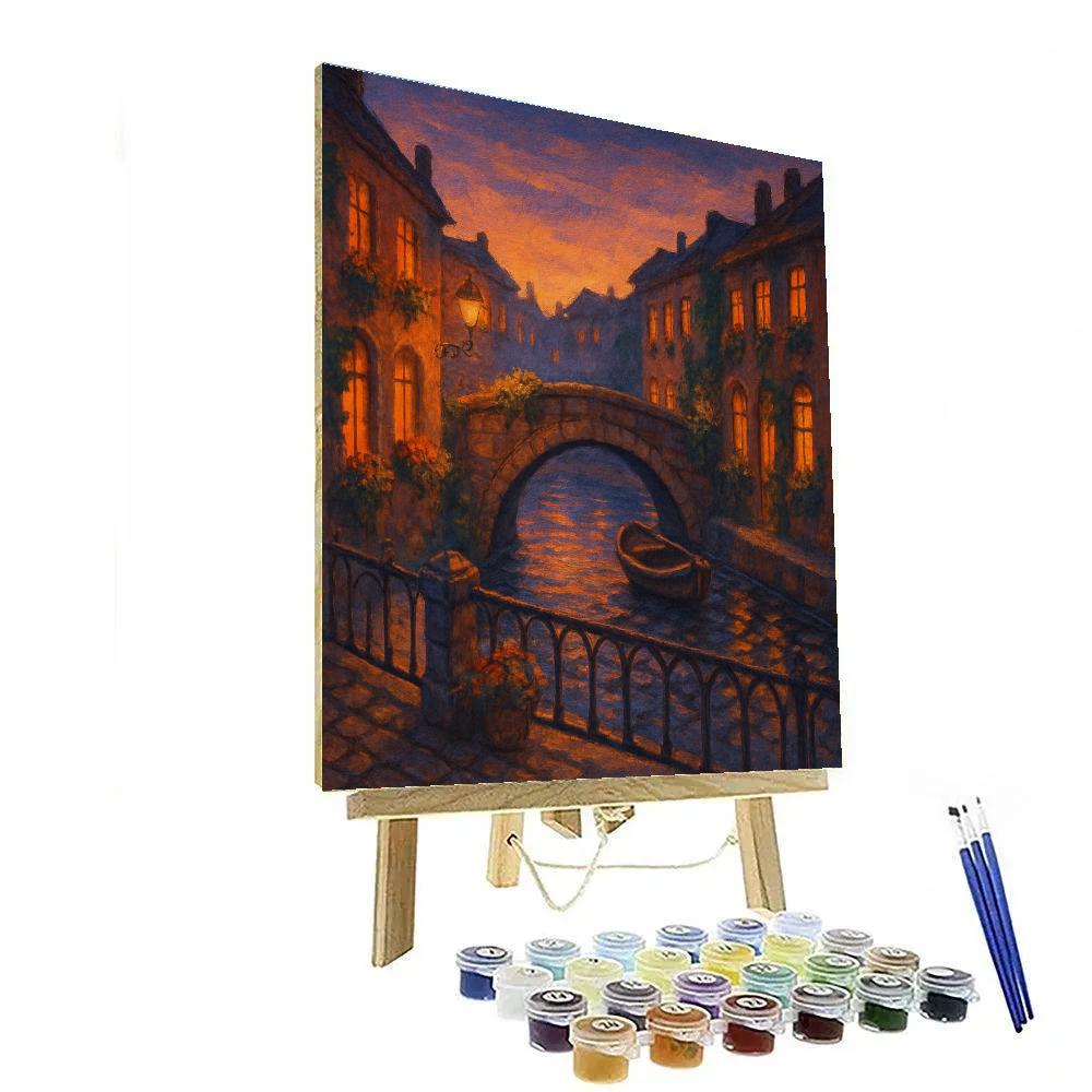 Twilight Bridge Over Quiet Canal Paint by numbers kits