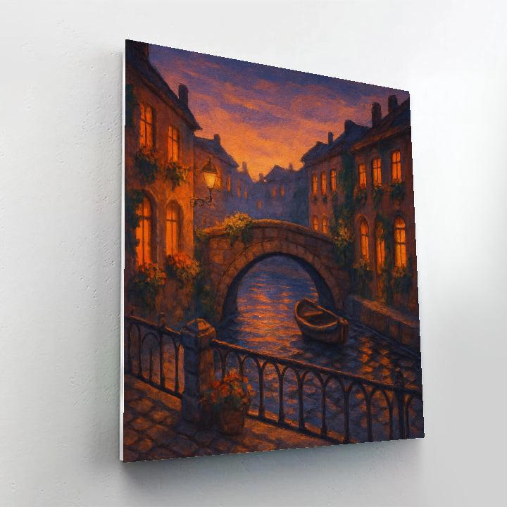 Twilight Bridge Over Quiet Canal Paint by numbers kits