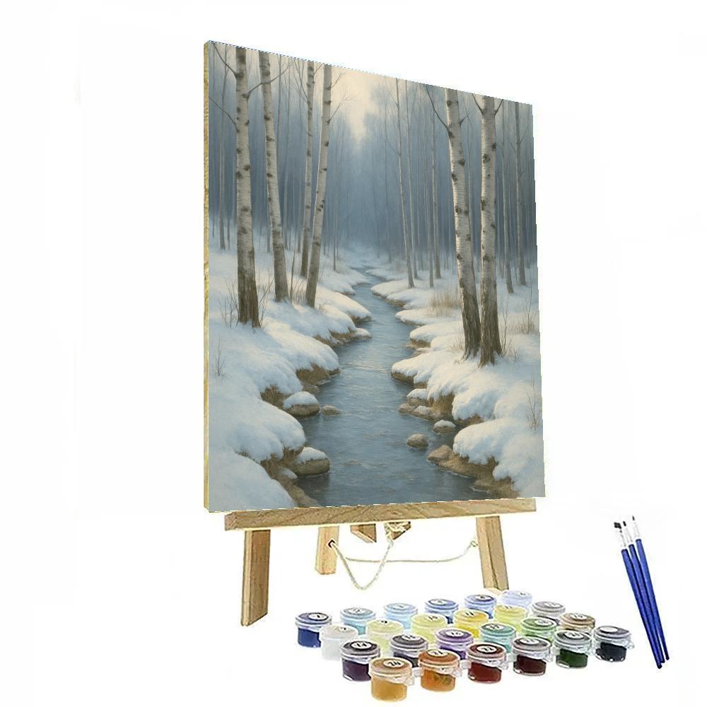 Winter Brook Through Silver Birches Painting by numbers kit