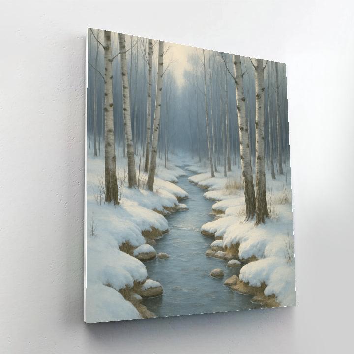 Winter Brook Through Silver Birches Painting by numbers kit