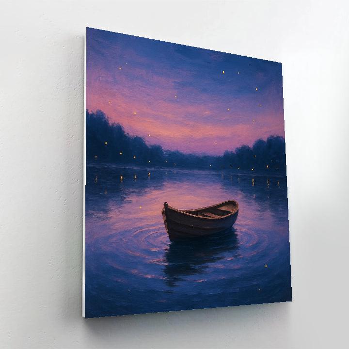 Twilight Rowboat On Lavender Lake Number painting