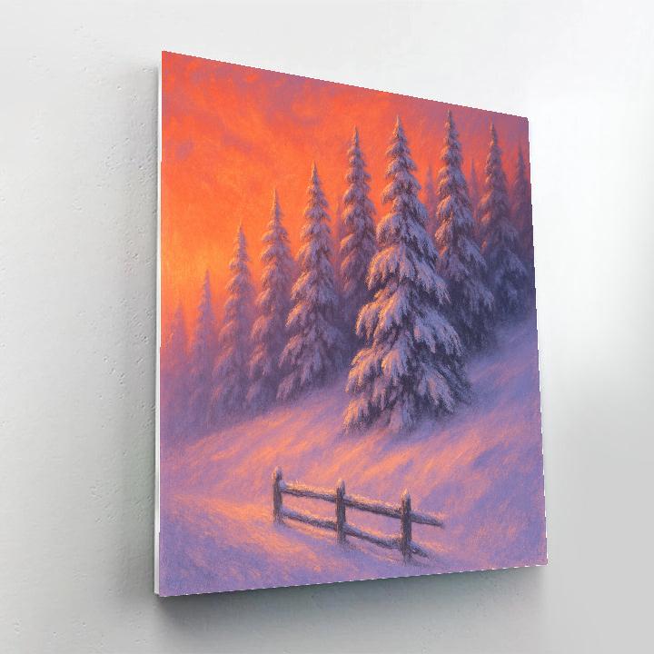 Evergreen Ridge At Winter Sunset Numbered painting kits