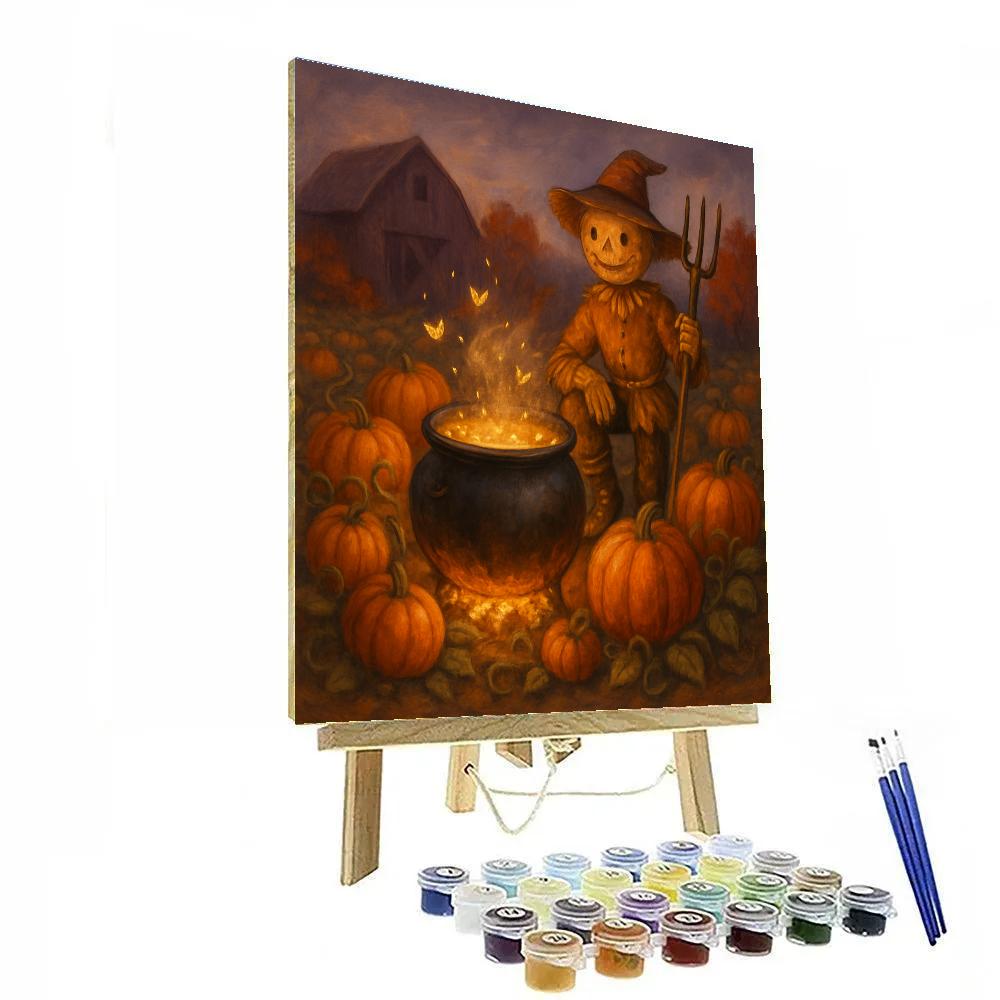 Harvest Cauldron In The Pumpkin Patch Paint by numbers art