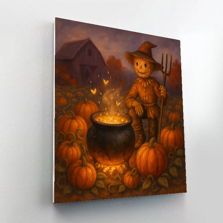 Harvest Cauldron In The Pumpkin Patch Paint by numbers art