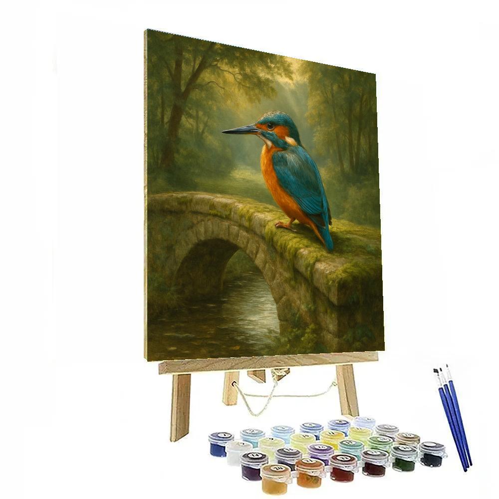 Kingfisher By The Quiet Stone Bridge paint by numbers