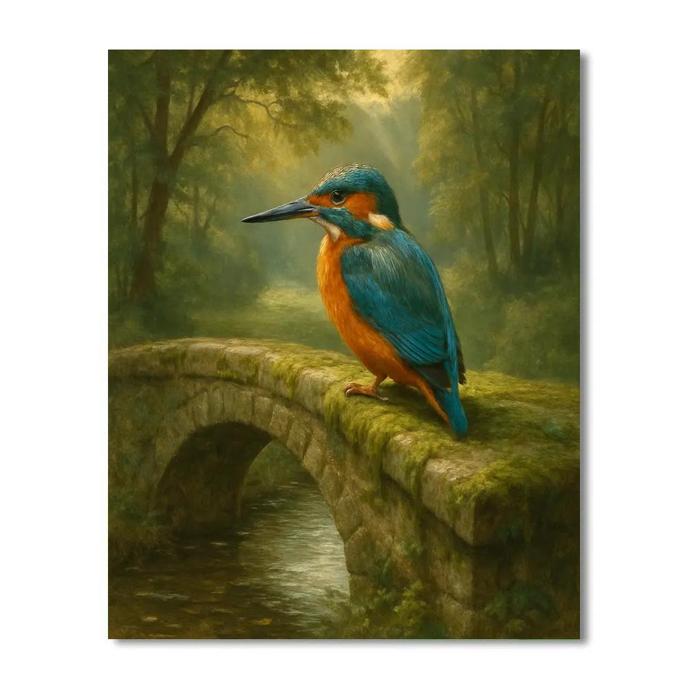 Kingfisher By The Quiet Stone Bridge paint by numbers